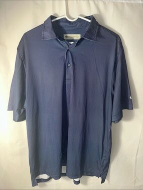 Donald Ross Men’s Navy Blue Micro Check Golf Polo Performance Shirt